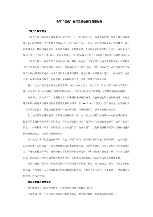 台军“汉光”演习及其他演习类型划分