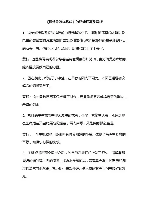 《钢铁是怎样炼成》的环境描写及赏析