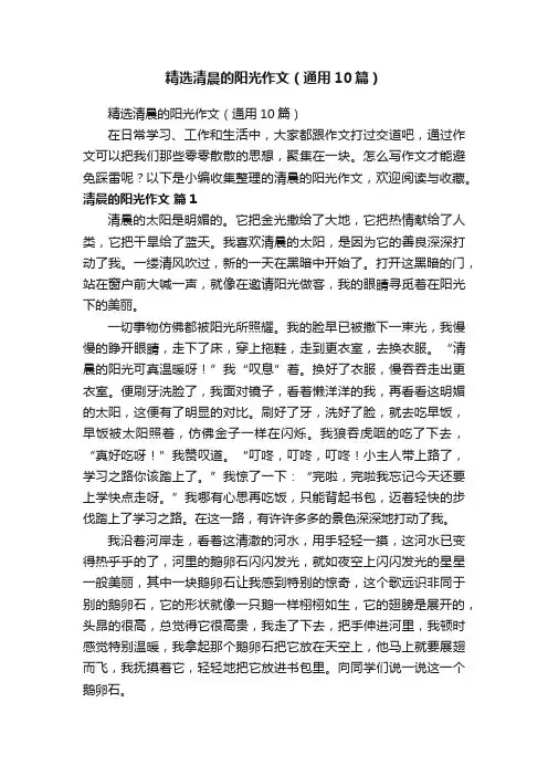 精选清晨的阳光作文（通用10篇）