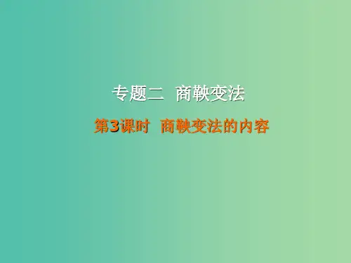 高中历史 第二单元 古代历史上的改革(下)第4课 商鞅变法与秦的强盛 第3课时 商鞅变法的内容 岳麓