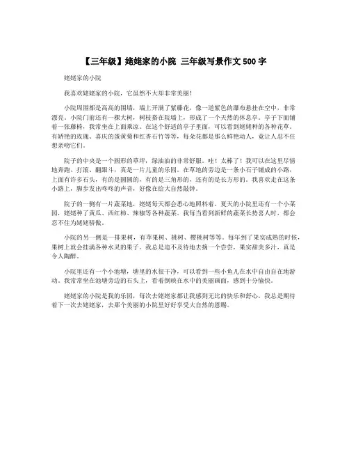 【三年级】姥姥家的小院 三年级写景作文500字