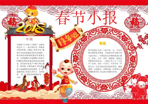 【word小报模板】剪纸卡通新年春节小报年俗小报手抄报