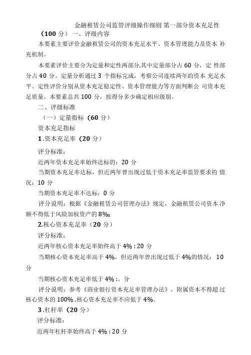 金融租赁公司监管评级细则201011-附件5