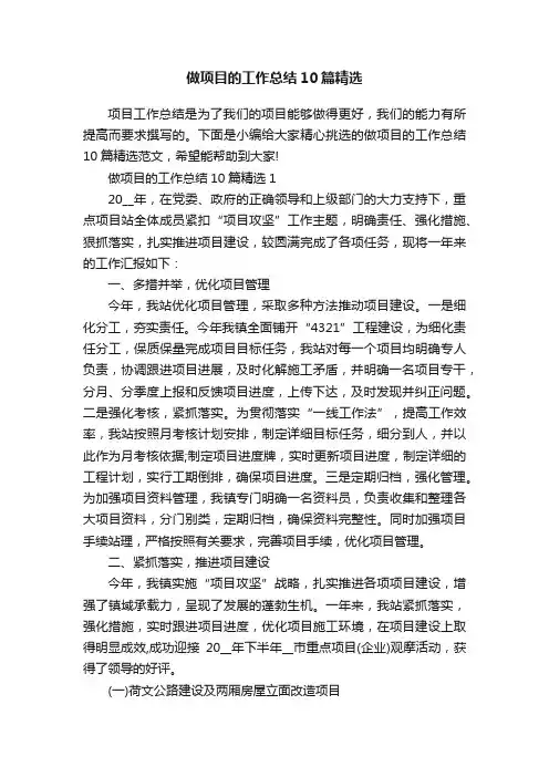 做项目的工作总结10篇精选