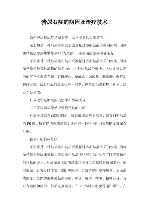 猪尿石症病因及治疗技术