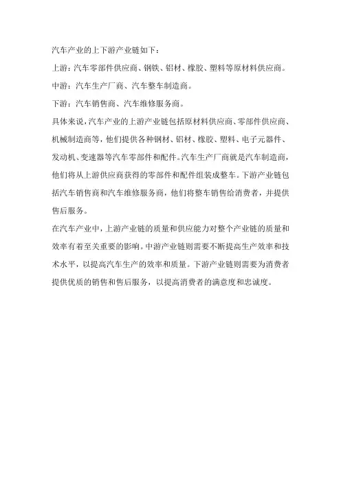汽车产业上下游产业链