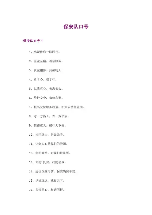 保安队口号