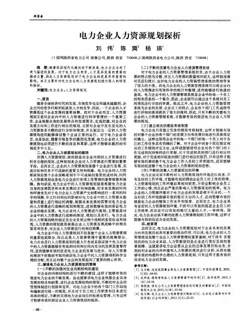 电力企业人力资源规划探析