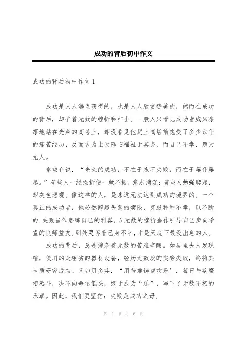 成功的背后初中作文