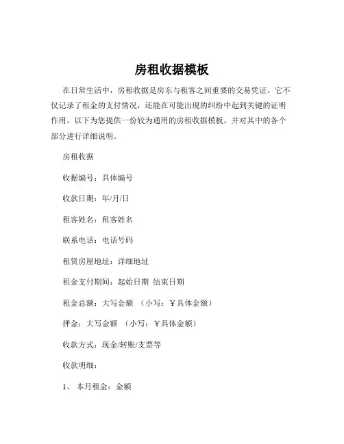 房租收据模板