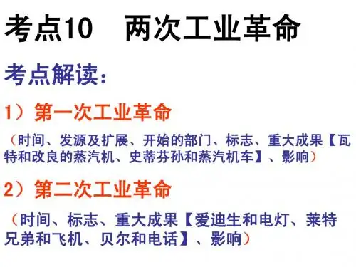 世界历史与文化考点11：两次工业革命