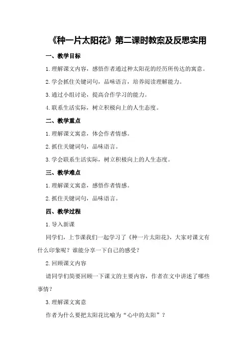 《种一片太阳花》第二课时教案及反思实用