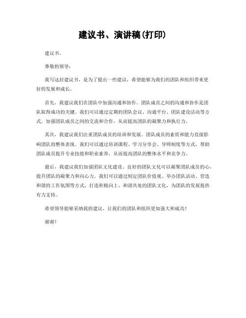 建议书、演讲稿(打印)