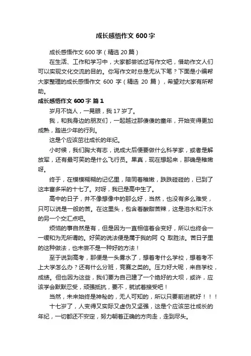 成长感悟作文600字