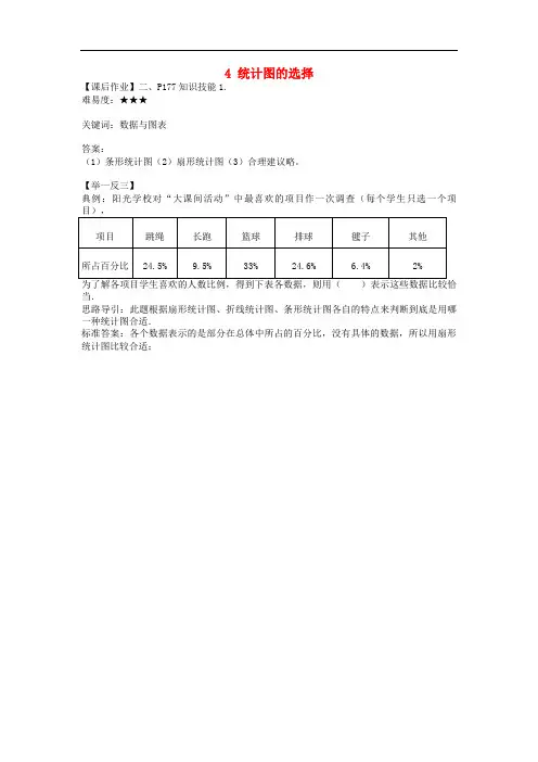 七年级数学上册 第六章 数据的收集与整理 4 统计图的选择知识技能(一)素材 (新版)北师大版
