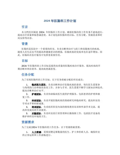 2024年肛肠科工作计划