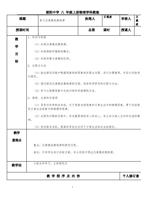 第五章凸透镜成像复习汇总