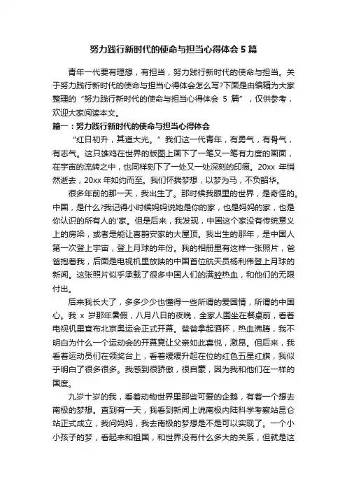 努力践行新时代的使命与担当心得体会5篇