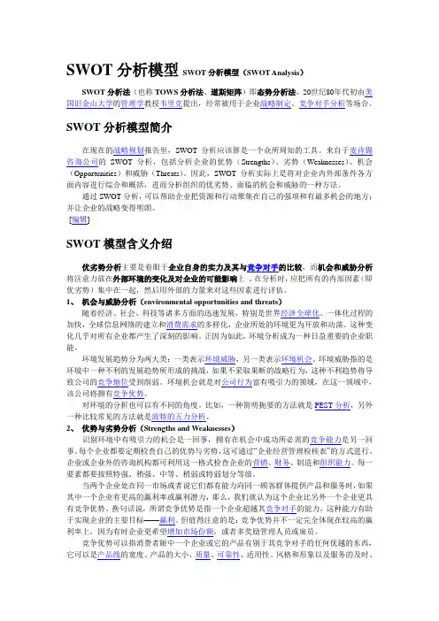 SWOT分析模型SWOT分析模型