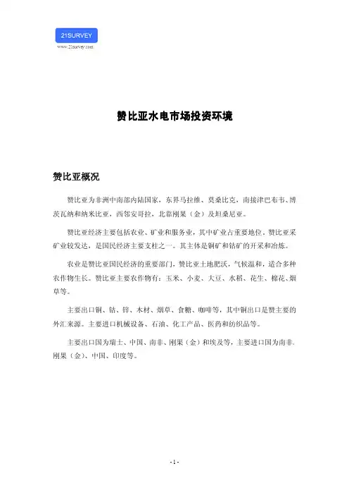 赞比亚水电市场投资环境
