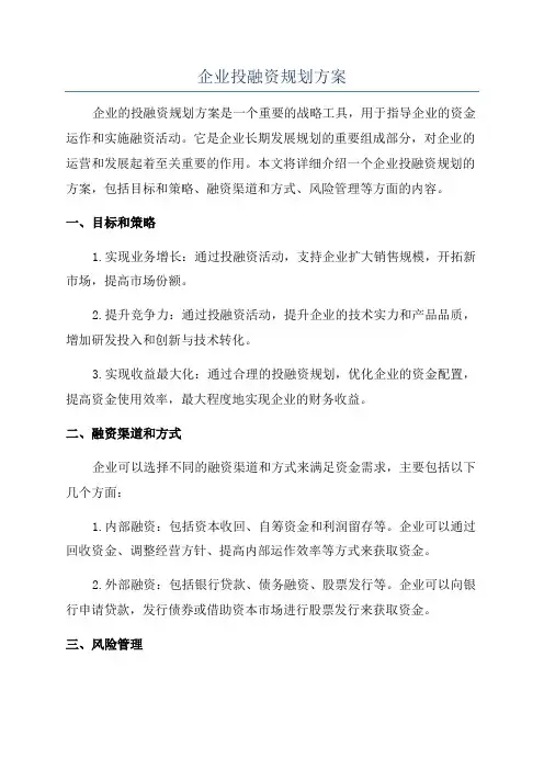 企业投融资规划方案