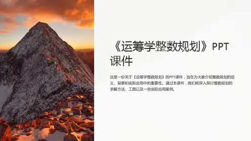 《运筹学整数规划》课件