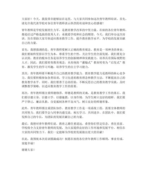领导青年教师培训上发言稿