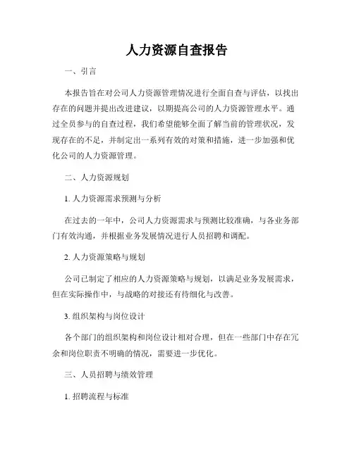 人力资源自查报告