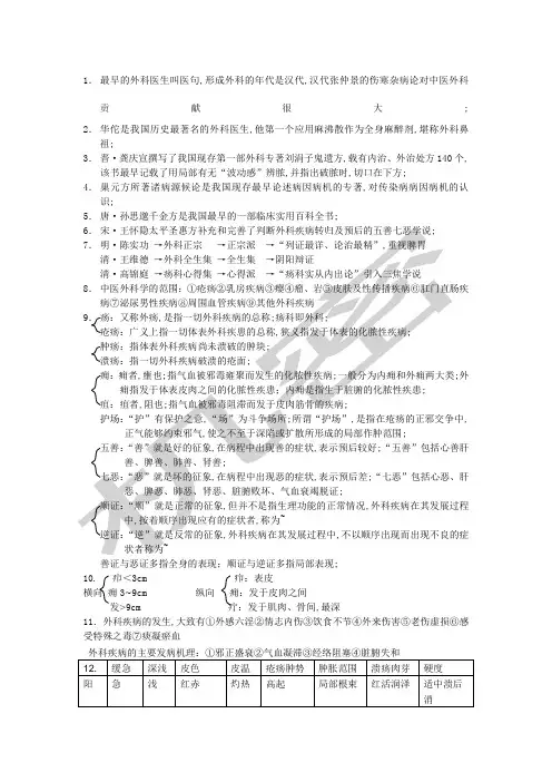 中医外科学重点总结