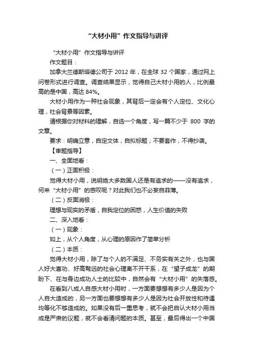 “大材小用”作文指导与讲评
