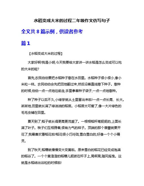 水稻变成大米的过程二年级作文仿写句子