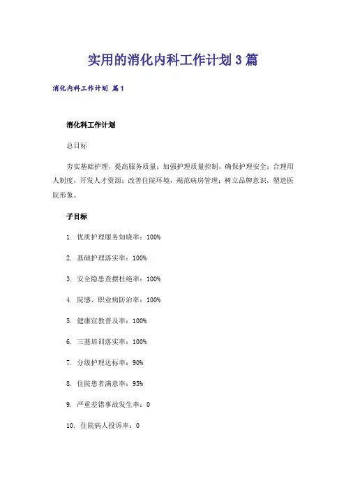 实用的消化内科工作计划3篇