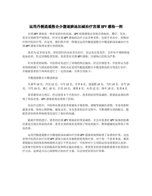 运用丹栀逍遥散合少腹逐瘀汤加减治疗宫颈HPV感染一例