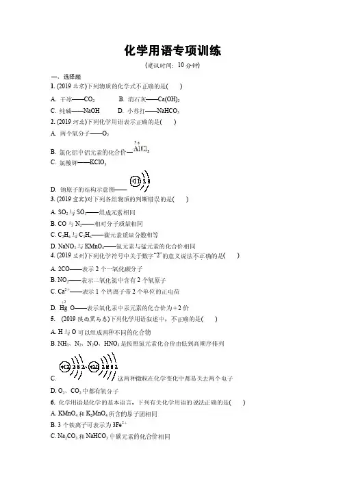 中考化学复习---化学用语专项训练