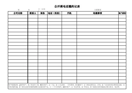 业务员拜访客户表格