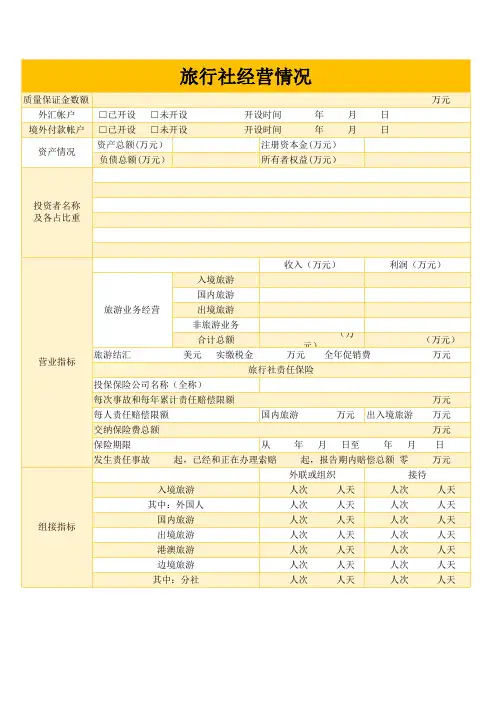 旅行社经营情况表Excel模板