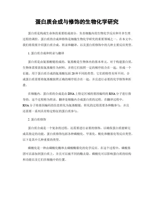 蛋白质合成与修饰的生物化学研究