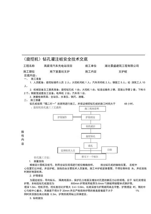 旋挖钻孔灌注桩安全技术交底