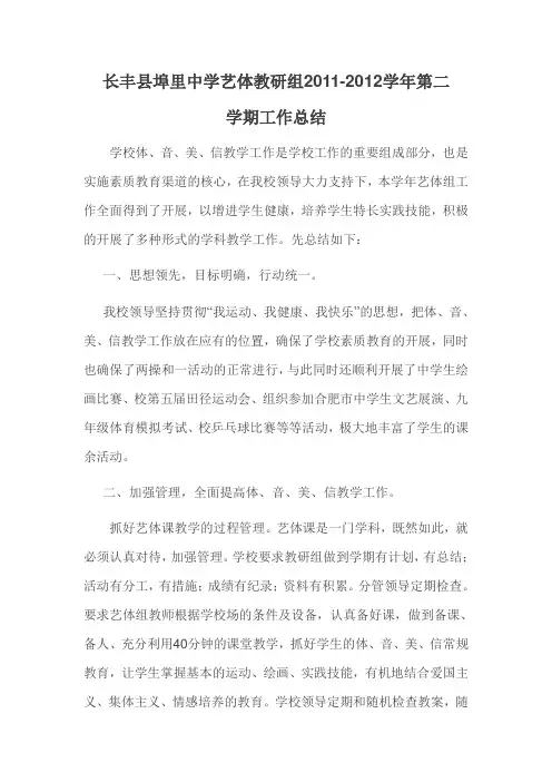 艺体教研组工作总结-丁儒仕