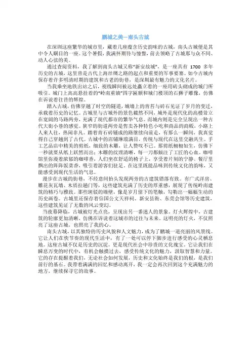 鹏城之美初二作文