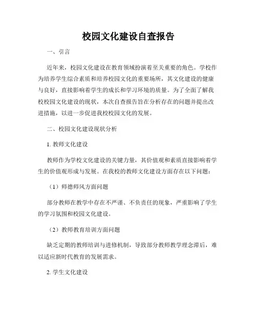 校园文化建设自查报告
