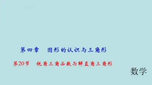 第四章   图形的认识与三角形---第20节 锐角三角函数与解直角三角形