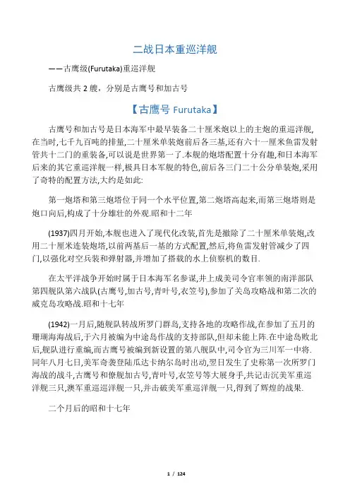 二战日本重巡洋舰