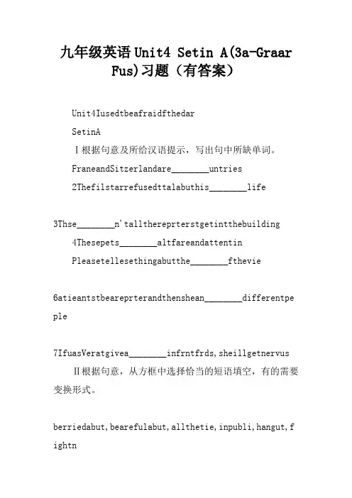 九年级英语Unit4 Section A(3a-Grammar Focus)习题(有答案)