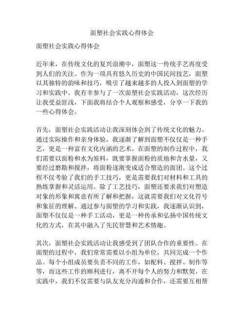 面塑社会实践心得体会