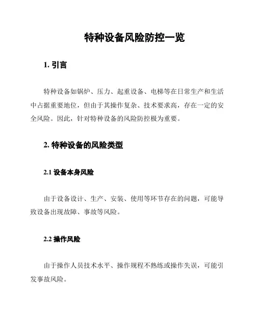 特种设备风险防控一览