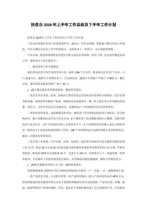 扶贫办2019年上半年工作总结及下半年工作计划 