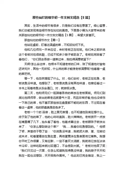 那些灿烂的细节初一作文例文精选【5篇】
