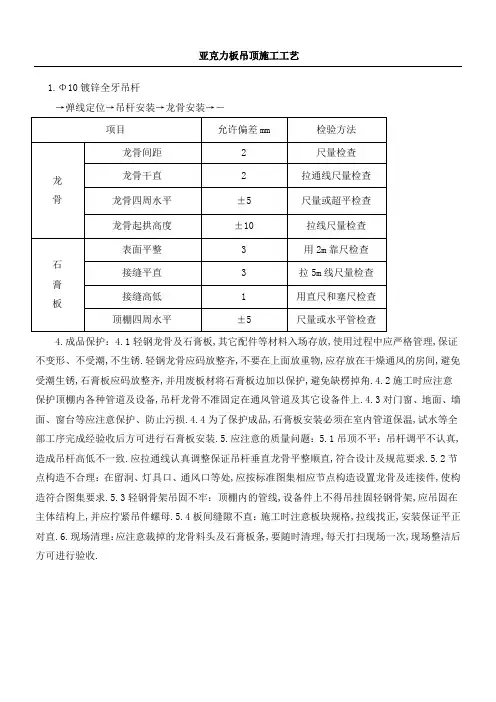 亚克力板吊顶现场施工工艺