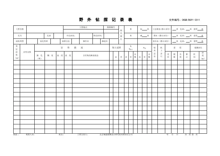 钻探记录表